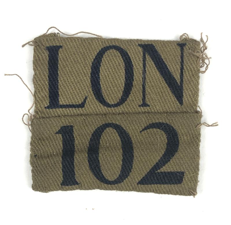 LON / 102 (Southwark Park) Rocket Battery WW2  Home Guard cloth designation.
