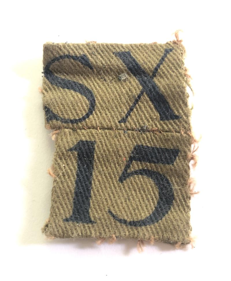 SX / 15 (West Brighton Bn.) Sussex WW2 Home Guard cloth designation.