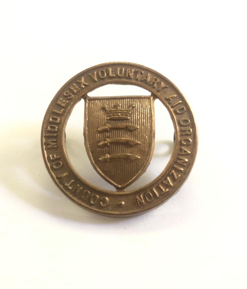 County of Middlesex Voluntary Aid Organisation WW1 cap badge.