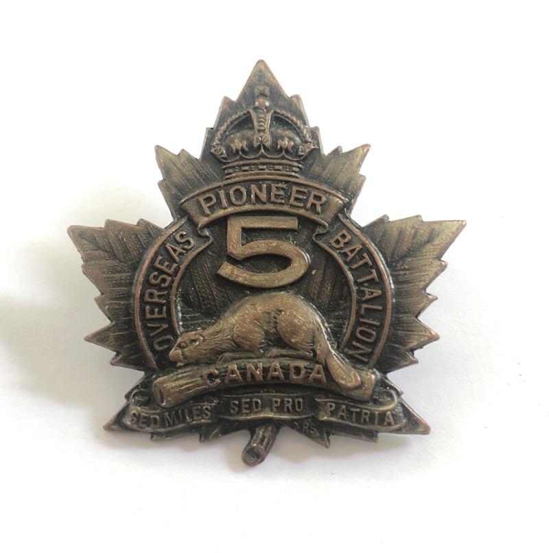 5th Pioneer Bn. WW1 Canadian CEF bronze cap badge
