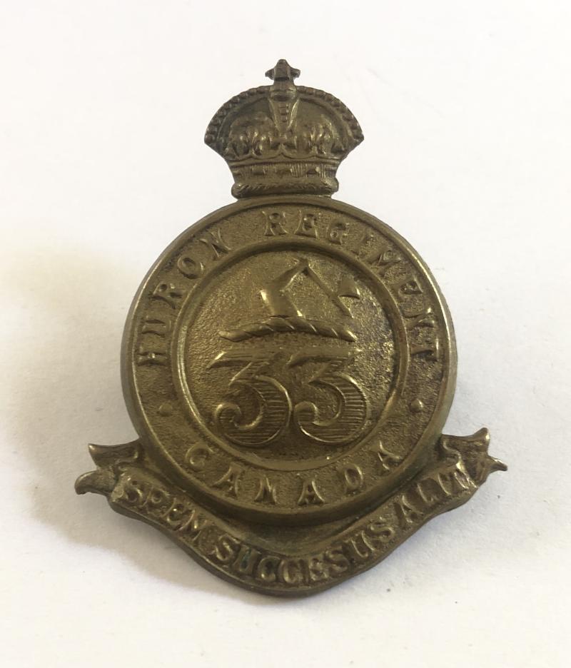 33rd Huron Regiment Canadian Militia post 1904 cap badge