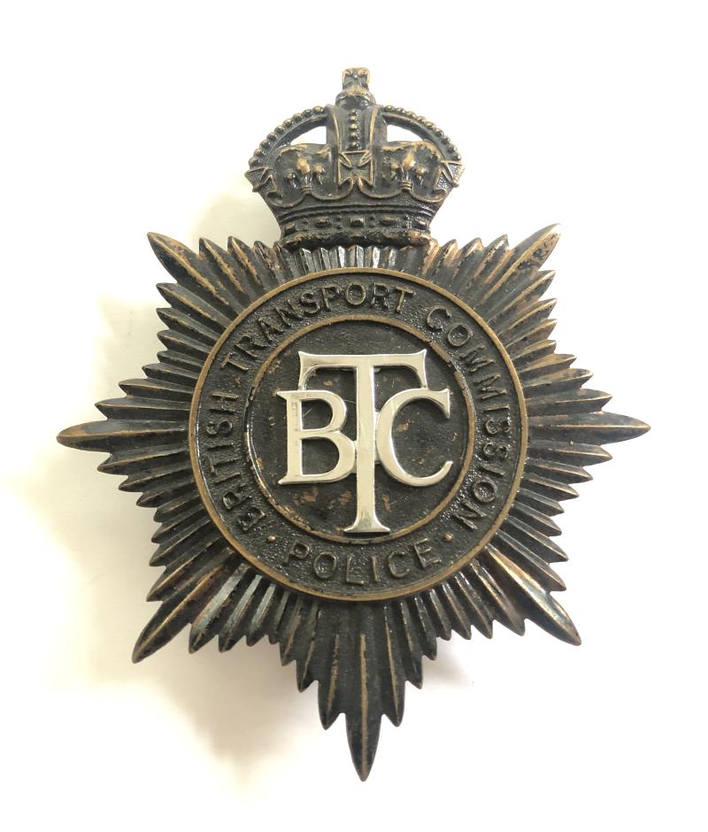 British Transport Commission Police railway night helmet plate c. 1949-52.