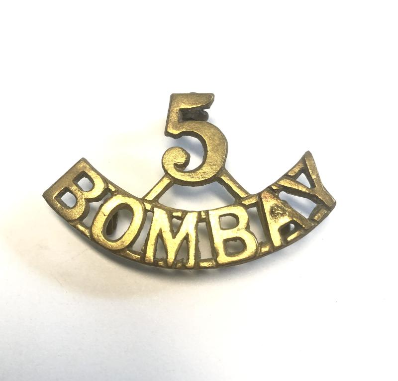 5 / BOMBAY pre 1903 Indian Army brass shoulder title.