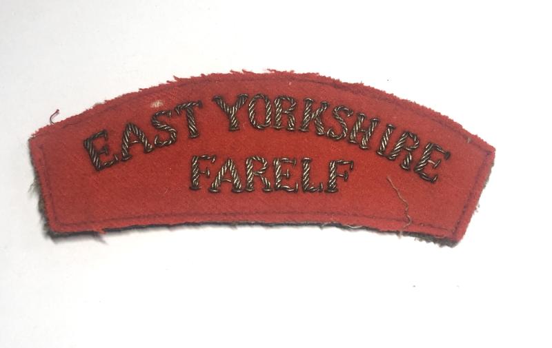 EAST YORKSHIRE FARELF bullion shoulder title.