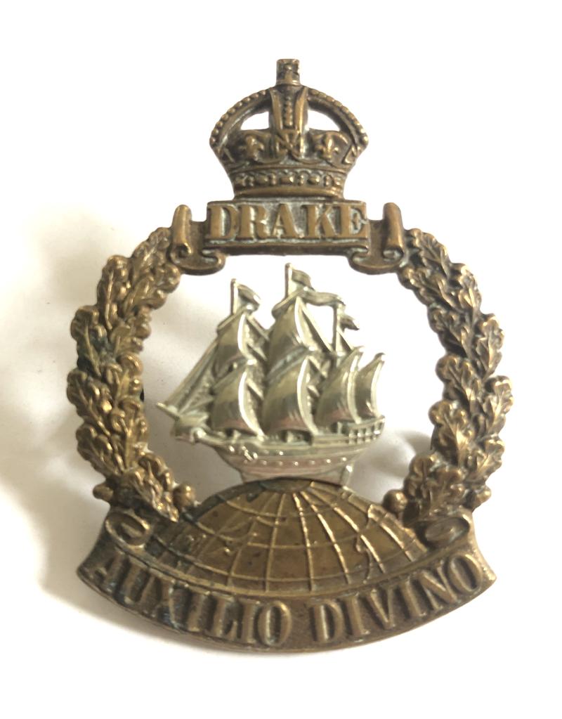 Drake Battalion Royal Naval Division WW1 RND cap badge c 1916-18 by Gaunt.